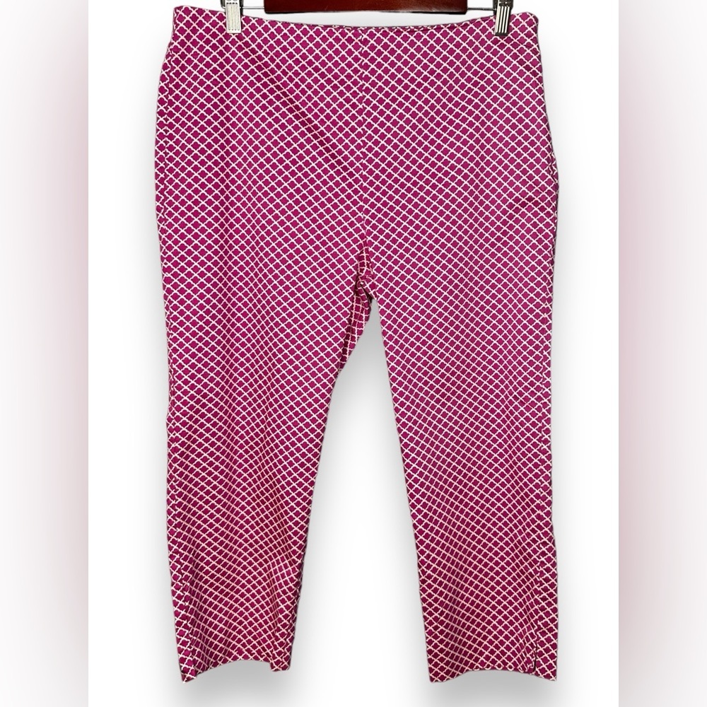 Talbots Pink & White Heritage Ankle Crop Cotton Pants Barbie-core 14P